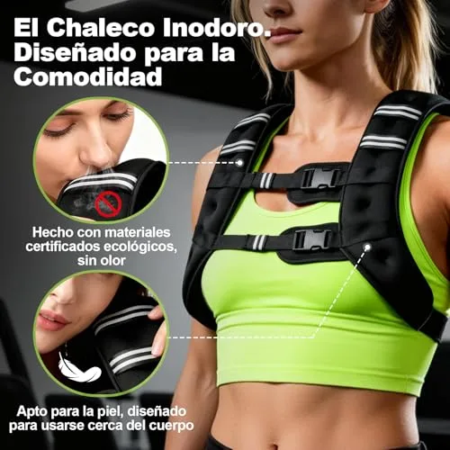 POWER GUIDANCE ▫️ Colete com pesos 6-20LB de peso fixo, neoprene impermeável, faixa torácica ajustável (89-127 cm), bolso para CrossFit, corrida e treino de força 2