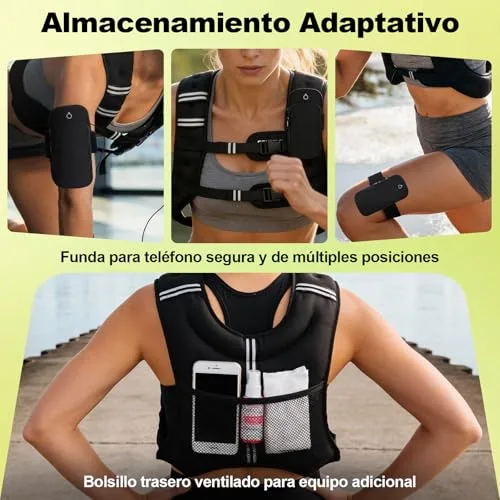 POWER GUIDANCE ▫️ Colete com pesos 6-20LB de peso fixo, neoprene impermeável, faixa torácica ajustável (89-127 cm), bolso para CrossFit, corrida e treino de força 5