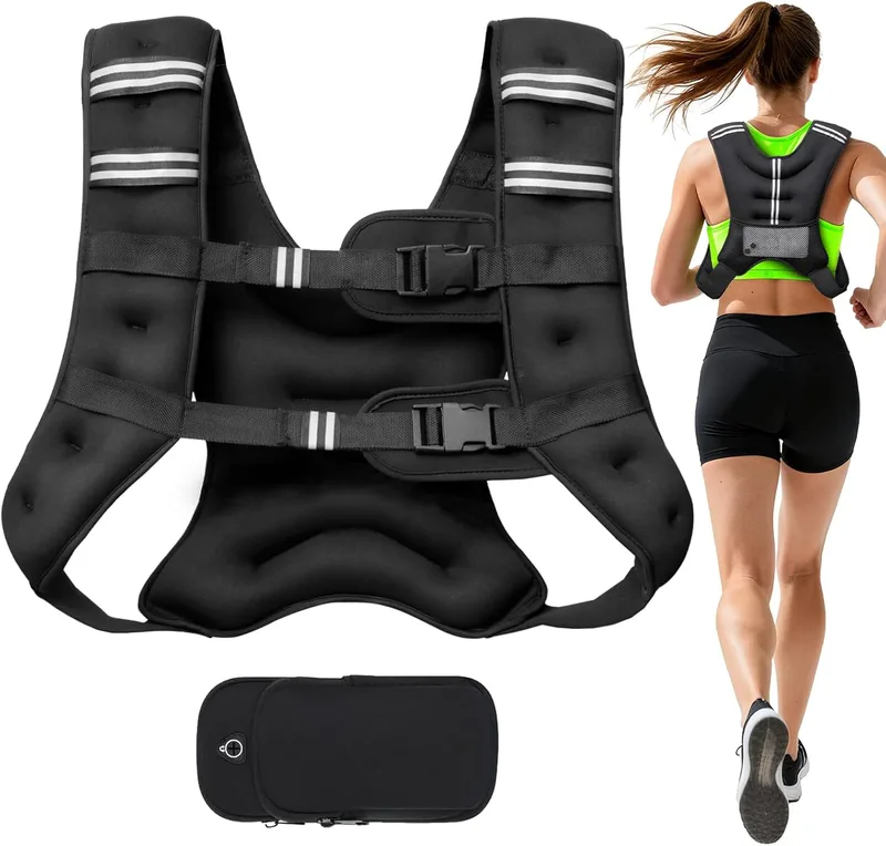 POWER GUIDANCE ▫️ Colete com pesos 6-20LB de peso fixo, neoprene impermeável, faixa torácica ajustável (89-127 cm), bolso para CrossFit, corrida e treino de força
