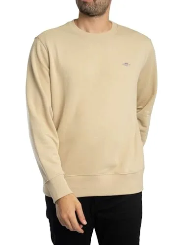 GANT ▫️ Camisola para homem com emblema, corte regular, bege aveia 2