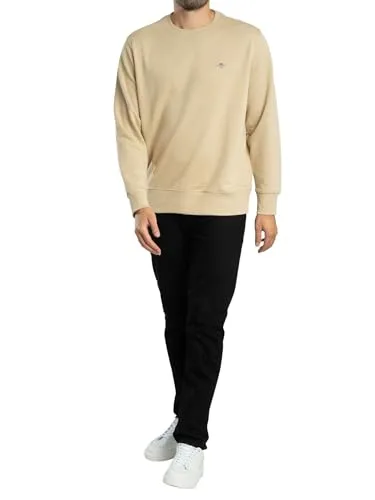 GANT ▫️ Camisola para homem com emblema, corte regular, bege aveia 5
