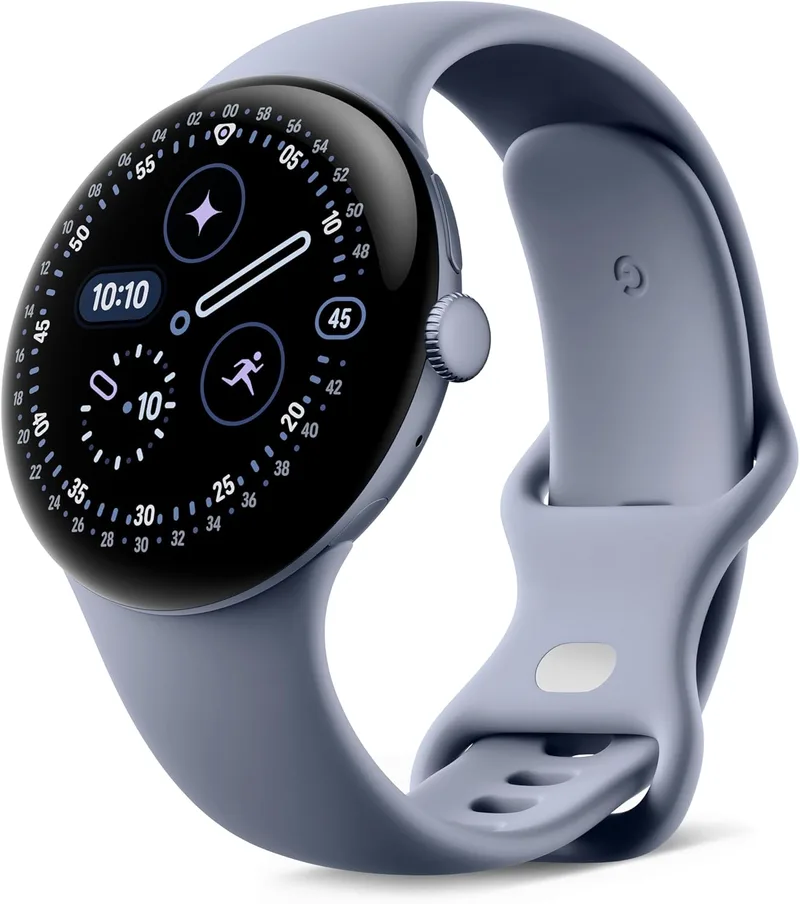 Google ▫️ Pixel Watch 4 (45 mm) - Relógio inteligente Android Wear com monitorização da forma física e Gemini Assist - Caixa em alumínio acetinado Moonstone - Bracelete desportiva Moonstone - Wi-Fi