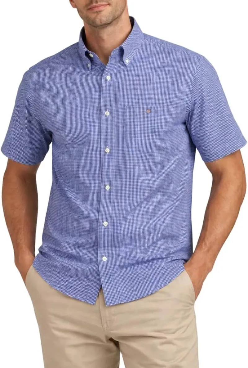 GANT ▫️ Camisa Reg Classic Poplin Gingh SS para homem