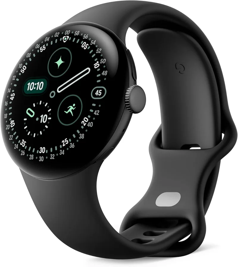 Google ▫️ Pixel Watch 4 (41 mm) - Relógio inteligente Android Wear com monitorização da forma física e Gemini Assist - Caixa em alumínio preto mate - Bracelete desportiva em obsidiana - Wi-Fi