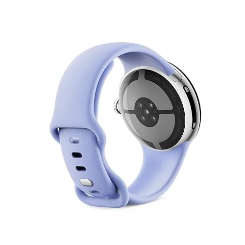 Google ▫️ Pixel Watch 4 (41 mm) - Smartwatch Android com monitorização da condição física e assistência do Gemini - Caixa em alumínio na cor prateada polida - Bracelete desportiva lilás - Wi-Fi 4