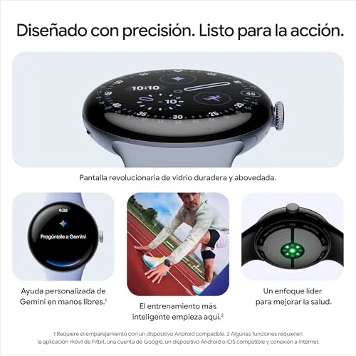 Google ▫️ Pixel Watch 4 (41 mm) - Smartwatch Android com monitorização da condição física e assistência do Gemini - Caixa em alumínio na cor prateada polida - Bracelete desportiva lilás - Wi-Fi 5