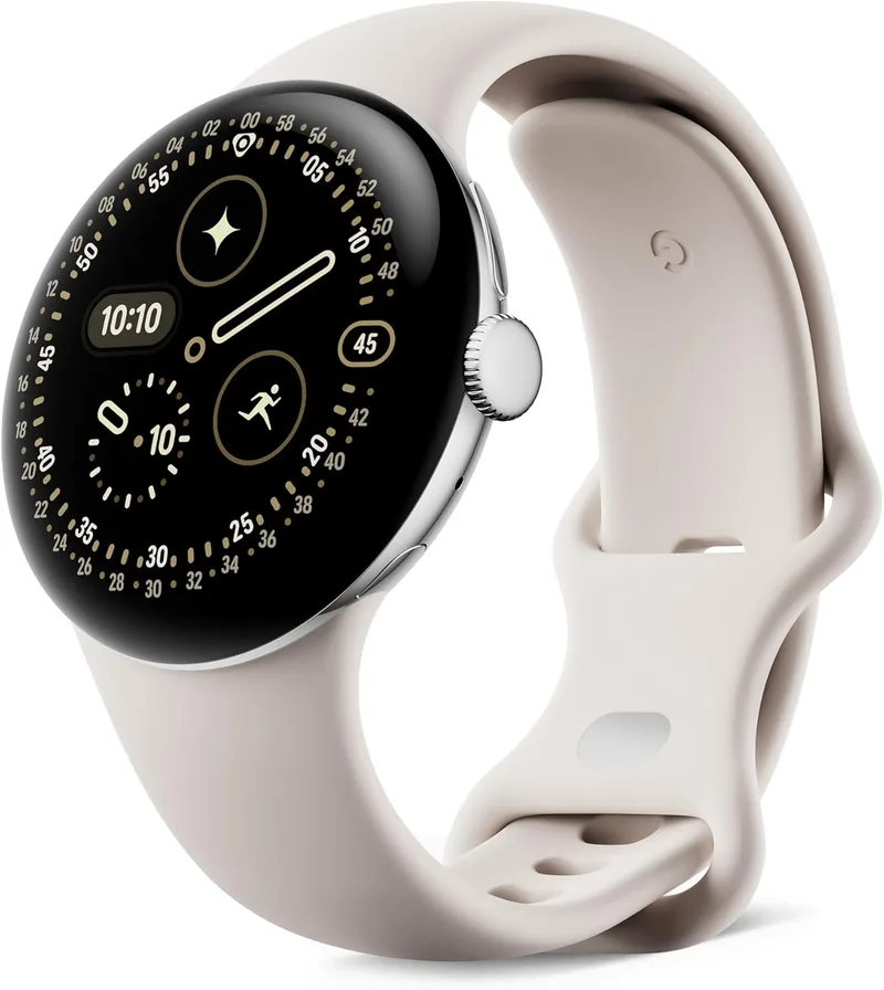 Google ▫️ Pixel Watch 4 (41 mm) - Relógio inteligente Android Wear com monitorização da forma física e Gemini Assist - Caixa de alumínio prateado polido - Bracelete desportiva em porcelana - Wi-Fi