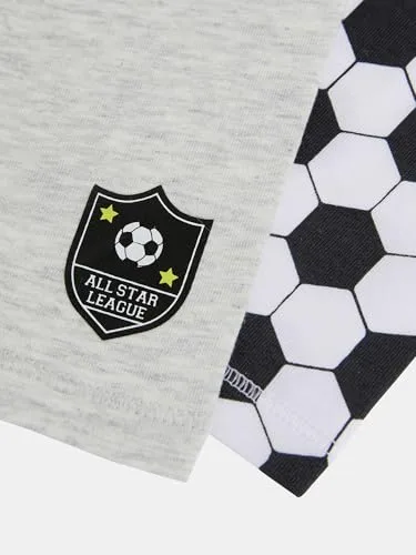 Marks & Spencer ▫️ Boxers com estampado de futebol, com elevado teor de algodão, para menino, embalagem de 5, corte normal, StayNew™, com elasticidade 5