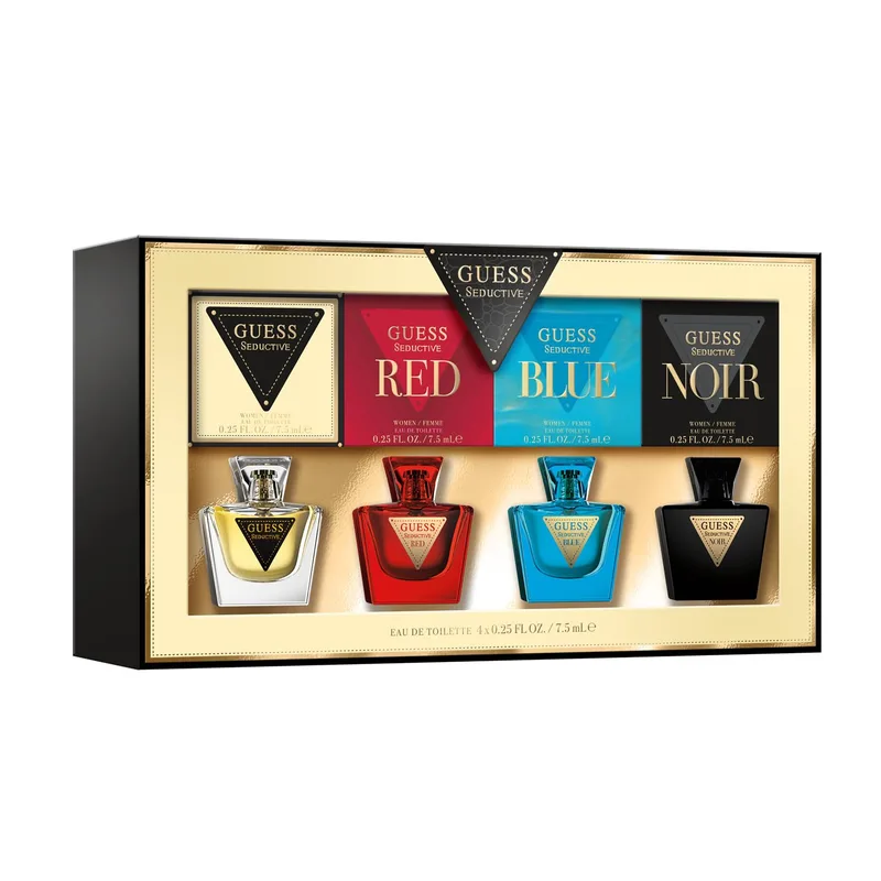 Conjunto de perfumes para mulher GUESS - 4 Mini Eau de Toilette (7,5 ml cada): Seductive, Red, Blue, Noir