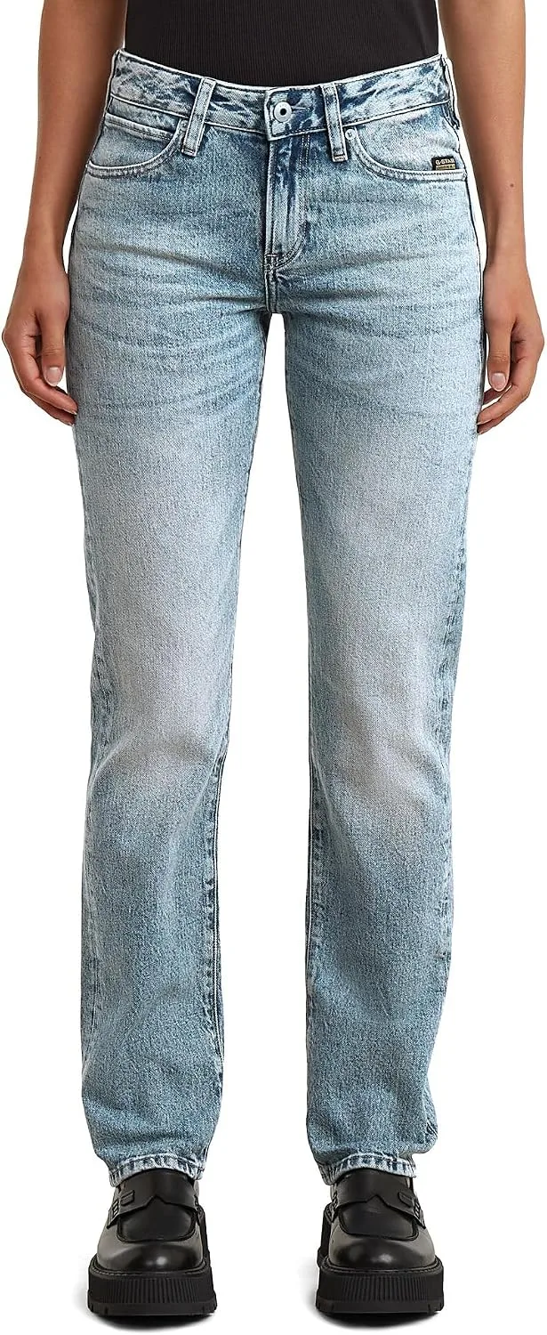 G-STAR ▫️ Lennoxx Slim Straight para mulher, cor: azul, tamanho: cintura 32, comprimento da perna 32