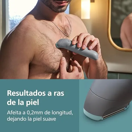 PHILIPS ▫️ Máquina de barbear corporal série 3000 - Depiladora masculina com sistema de proteção, aparar e depilar zonas íntimas, barbear suave e preciso, 100% à prova de água, 80 min. de autonomia, BG3480/15. 5