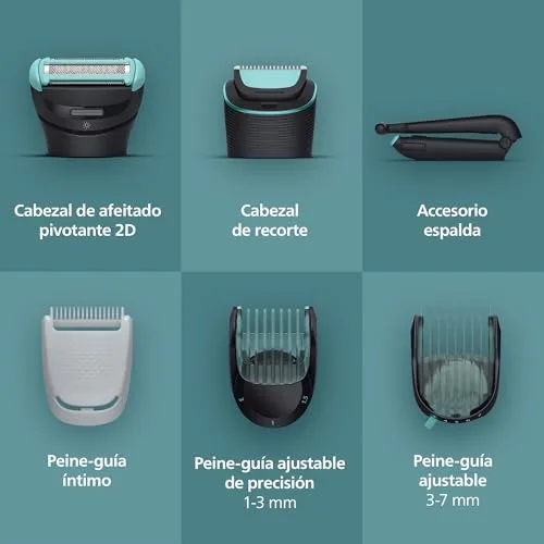 PHILIPS ▫️ Máquina de Barbear Corporal S7000 - Aparador para homem com cabeça pivotante intercambiável 2D, sistema Triple Protect, adequado para utilizar no duche e na zona íntima, 120 min. de autonomia, BG7480/15 3
