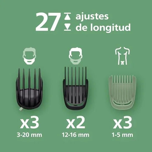 PHILIPS ▫️ Aparador multifunções 19 em 1 Série 9000 + OneBlade - Máquina de barbear e aparador de cabelo para homem, para rosto, cabeça e corpo, lâminas de aço autoafiáveis, 27 comprimentos, recarregável, MG9956/15 3