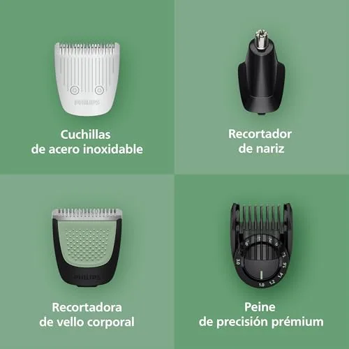 PHILIPS ▫️ Aparador multifunções 19 em 1 Série 9000 + OneBlade - Máquina de barbear e aparador de cabelo para homem, para rosto, cabeça e corpo, lâminas de aço autoafiáveis, 27 comprimentos, recarregável, MG9956/15 4