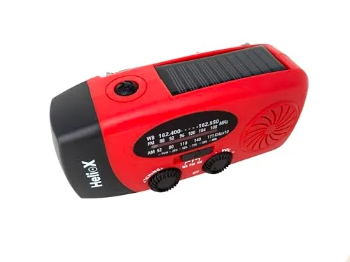 MI DUENDE MÁGICO ▫️ Rádio solar portátil com AM/FM, alarme SOS e dínamo de manivela, carregador USB para telemóvel, lanterna LED, alarme sonoro de emergência (powerbank recarregável de 6000 mAh) 3