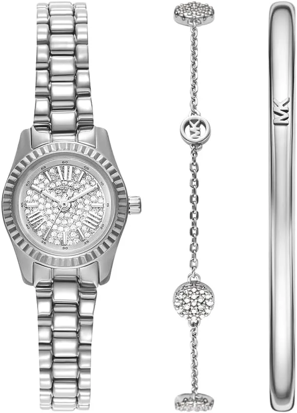 Michael Kors ▫️ Relógio Lexington para mulher, movimento de quartzo com três ponteiros, de 19 mm, com bracelete em aço inoxidável ou em pele
