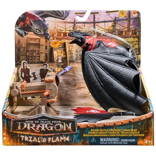 Dreamworks Dragons ▫️ Pack «Batalhas Incandescentes»: Figura do Desdentado «Trial of Flame» com Canhão Explosivo e Figuras Viking de «Como Treinar o Teu Dragão» - Brinquedos para Crianças a partir dos 4 Anos - Presente para Crianças a partir dos 4 Anos 2