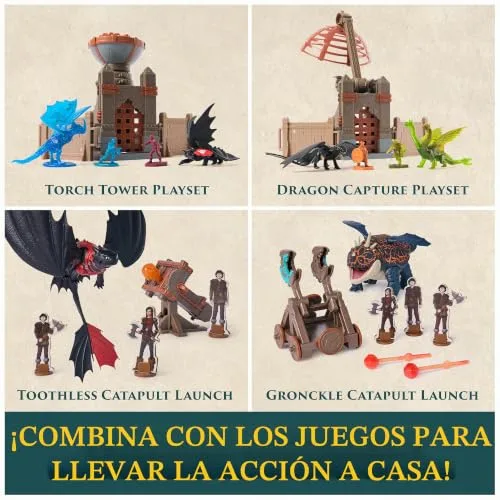 Dreamworks Dragons ▫️ Pack «Batalhas Incandescentes»: Figura do Desdentado «Trial of Flame» com Canhão Explosivo e Figuras Viking de «Como Treinar o Teu Dragão» - Brinquedos para Crianças a partir dos 4 Anos - Presente para Crianças a partir dos 4 Anos 7