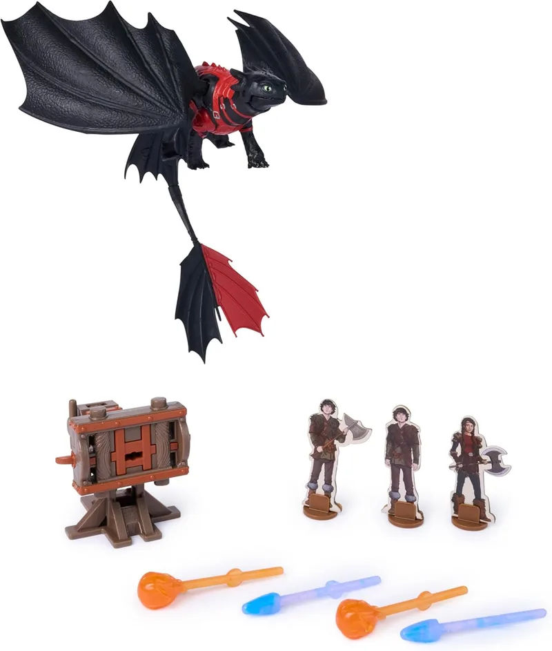 Dreamworks Dragons ▫️ Pack «Batalhas Incandescentes»: Figura do Desdentado «Trial of Flame» com Canhão Explosivo e Figuras Viking de «Como Treinar o Teu Dragão» - Brinquedos para Crianças a partir dos 4 Anos - Presente para Crianças a partir dos 4 Anos