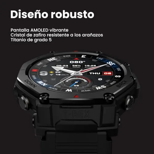 Amazfit ▫️ T-Rex 3 Pro – Relógio inteligente desportivo para homem, ecrã AMOLED de safira, moldura em titânio, GPS de banda dupla, mapas offline, lanterna integrada, compatível com Android e iPhone 3
