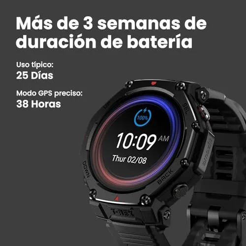 Amazfit ▫️ T-Rex 3 Pro – Relógio inteligente desportivo para homem, ecrã AMOLED de safira, moldura em titânio, GPS de banda dupla, mapas offline, lanterna integrada, compatível com Android e iPhone 4