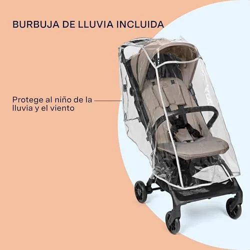 Peg Perego ▫️ PEG Carrinho de bebé leve Volo com capa de chuva, adequado para viagens de avião, compacto, bagagem de mão, desde o recém-nascido até aos 22 kg, bolsa de viagem incluída, Misty Beige 3