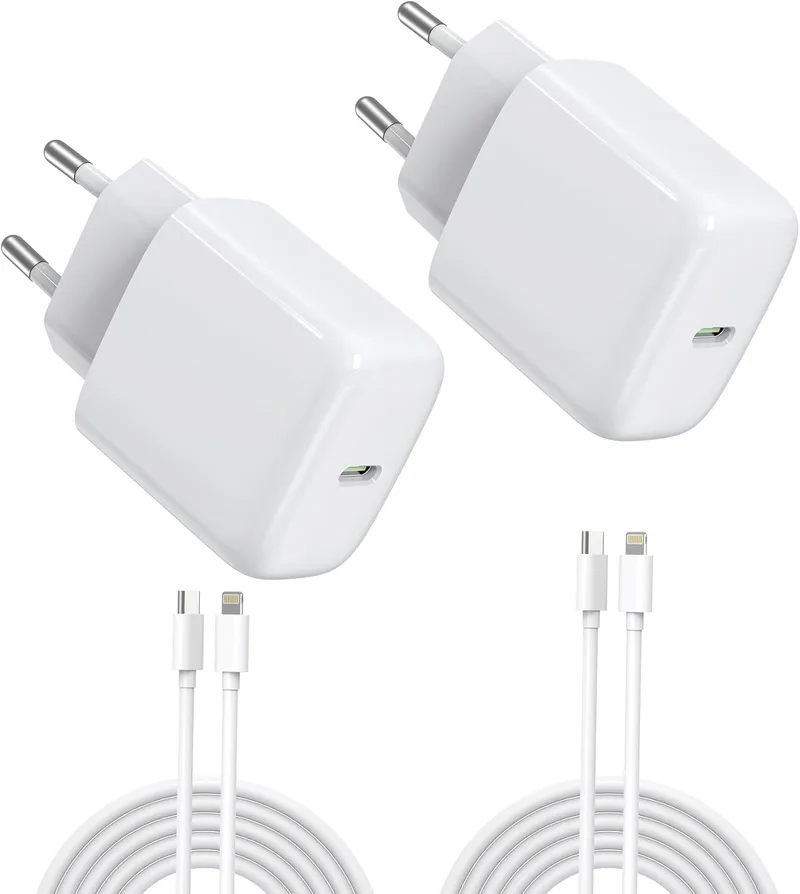 DEESOOCO ▫️ Carregador USB C de 25 W com cabo de carregamento, carregamento rápido para i-Phone 17/17 Air/17 Pro MAX/16/15/14/13/12, i-Pad Mini/Air, Samsung Galaxy S25/S24/S23/S22/Note20/Z Flip6/Z Fold6(2 unidades+cabo)