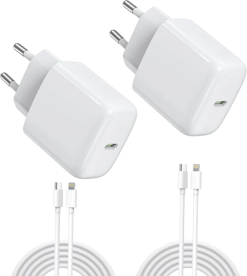 DEESOOCO ▫️ Carregador USB-C de 25 W com cabo de carregamento, carregamento rápido para iPhone 17/17 Air/17 Pro MAX/16/15/14/13/12, iPad Mini/Air, Samsung Galaxy S25/S24/S23/S22/Note20/Z Flip6/Z Fold6 (Conjunto de 2 + Cabo)