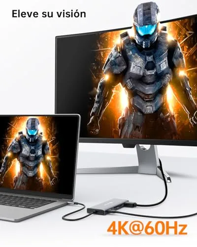 NOVOO ▫️ Estação de acoplamento USB-C 12 em 1, três ecrãs, HDMI 4K a 60 Hz, PD 100 W 3