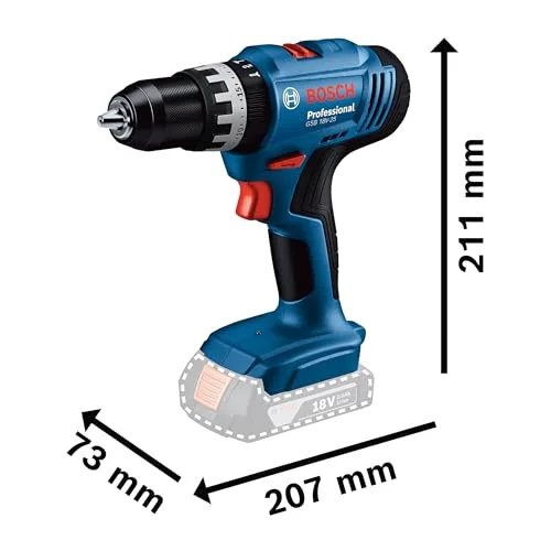 Bosch Professional ▫️ 18V System: Berbequim de percussão a bateria GSB 18V-25 (diâmetro máximo do parafuso: 10 mm, inclui 2 GBA 2,0 Ah, GAL 18V-40 e L-BOXX) 2