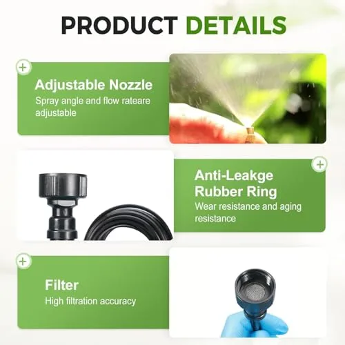 gresonic ▫️ Kit de sistema de rega de jardim ajustável - 2025 Novo sistema de rega com bocal flexível para plantas de exterior, relvado e jardim (15 m) 4