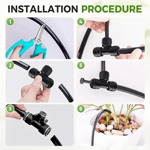 gresonic ▫️ Kit de sistema de rega de jardim ajustável - 2025 Novo sistema de rega com bocal flexível para plantas de exterior, relvado e jardim (15 m) 7