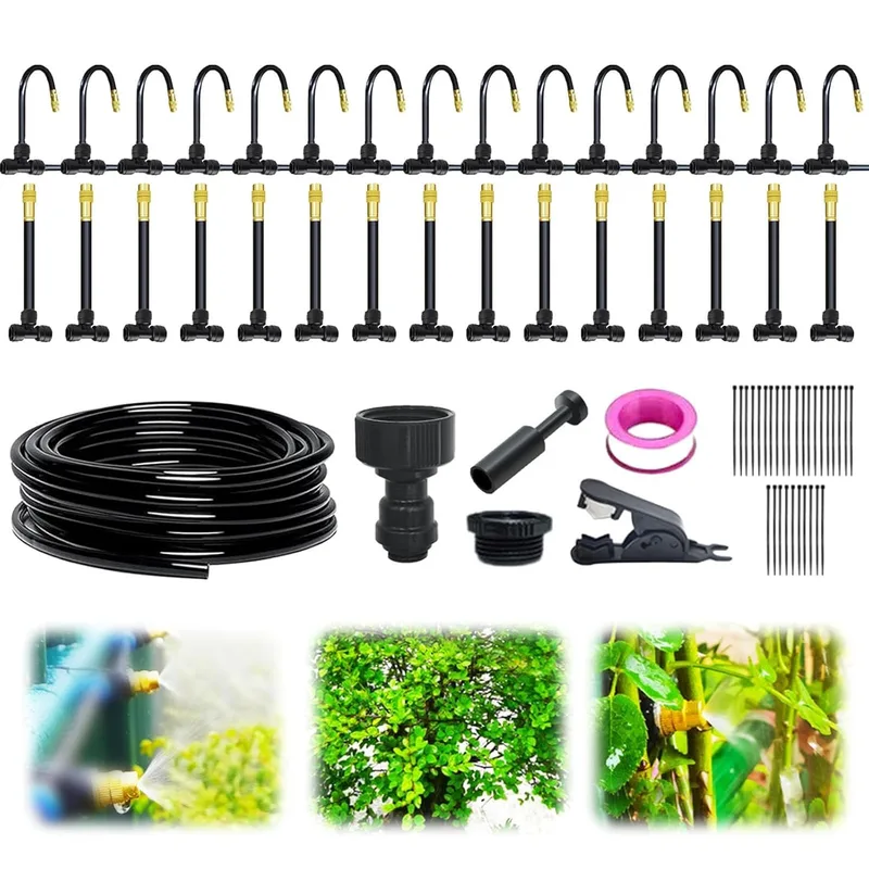gresonic ▫️ Kit de sistema de rega de jardim ajustável - 2025 Novo sistema de rega com bocal flexível para plantas de exterior, relvado e jardim (15 m)
