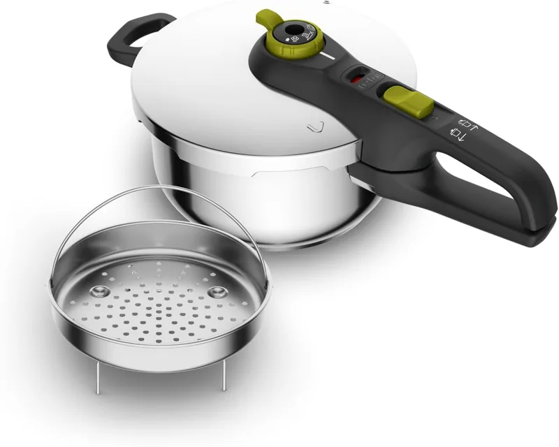 Tefal ▫️ Mini Panela de Pressão de 3 Litros, Aço Inoxidável, Cozinha Rápida e Fácil, Compacta e Segura, 2 Programas de Cozedura, Adequada para Todos os Tipos de Fogões, Modelo P2534047