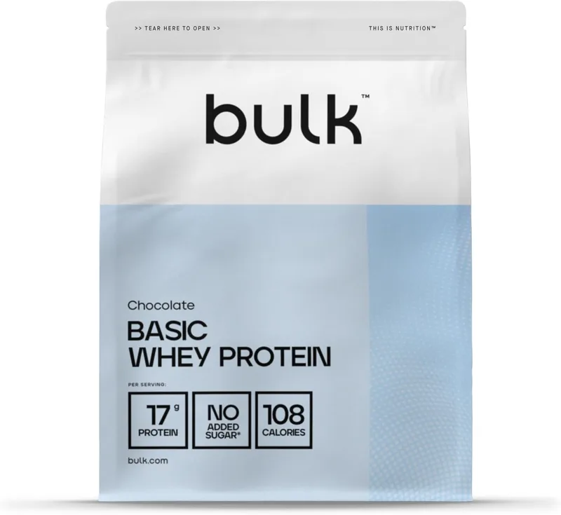 Bulk ▫️ Basic Proteína de Soro de Leite em Pó | Chocolate | 1,25 kg | 41 porções | Até 18 g de proteína | Baixo teor de açúcar | Fórmula de rápida absorção | Apoia o crescimento e a recuperação muscular