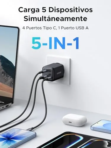 UGREEN ▫️ 45 W Carregador USB-C com Carregamento Rápido PPS, 5 Portas, GAN, Tomada de Parede 3