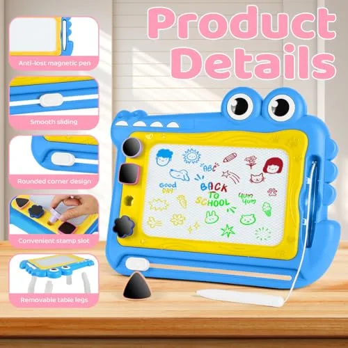 OFFCUP ▫️ Quadro Magnético Infantil, Superfície Apagável para Escrever e Desenhar com 4 Pernas Robustas e 1 Caneta, Brinquedos Educativos para Meninos e Meninas 1 2 3 Presentes de Aniversário (Crocodilo) 3