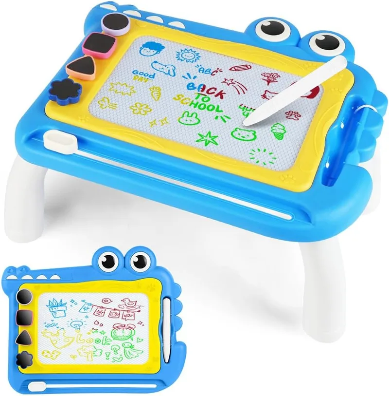 OFFCUP ▫️ Quadro Magnético Infantil, Superfície Apagável para Escrever e Desenhar com 4 Pernas Robustas e 1 Caneta, Brinquedos Educativos para Meninos e Meninas 1 2 3 Presentes de Aniversário (Crocodilo)