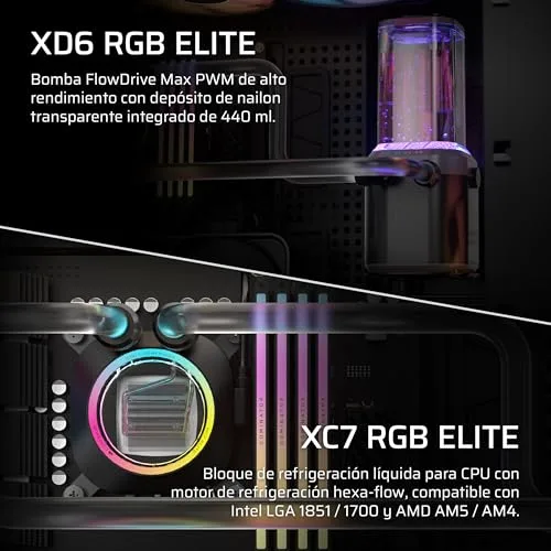 Corsair ▫️ Kit de refrigeração personalizada iCUE Link XH505i RX360 RGB – Bloco de refrigeração líquida XC7 Elite, bomba e depósito XD6 Elite, 3 RX120 RGB, radiador XR5 de 360 mm, System Hub – Preto 4