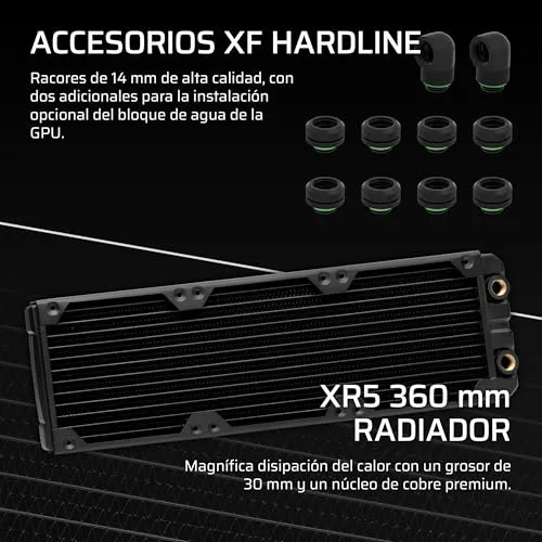 Corsair ▫️ Kit de refrigeração personalizada iCUE Link XH505i RX360 RGB – Bloco de refrigeração líquida XC7 Elite, bomba e depósito XD6 Elite, 3 RX120 RGB, radiador XR5 de 360 mm, System Hub – Preto 6