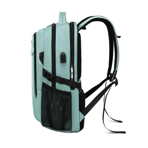 DUSLANG ▫️ Mochila para homem e mulher, mochila de viagem, mochila escolar, com vários compartimentos e capacidade para 17 polegadas, mochila impermeável para estudantes, trabalhadores de escritório, viagens e caminhadas, verde. 2
