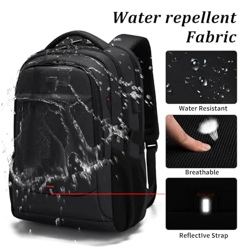 DUSLANG ▫️ Mochila para homem e mulher, mochila de viagem, mochila escolar, com vários compartimentos e capacidade para 17 polegadas, mochila impermeável para estudantes, trabalhadores de escritório, viagens e caminhadas, verde. 4