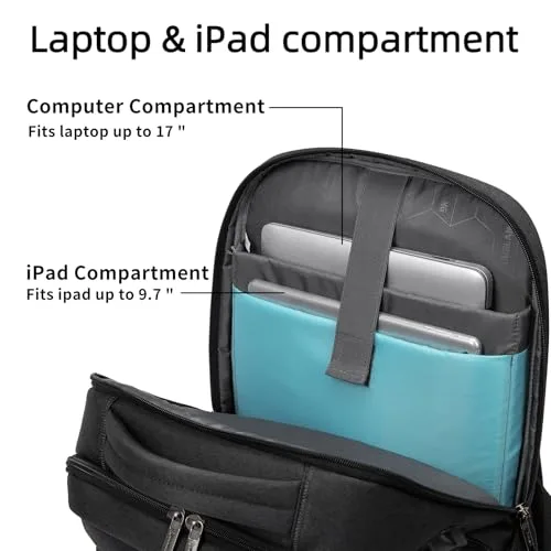 DUSLANG ▫️ Mochila para homem e mulher, mochila de viagem, mochila escolar, com vários compartimentos e capacidade para 17 polegadas, mochila impermeável para estudantes, trabalhadores de escritório, viagens e caminhadas, verde. 5