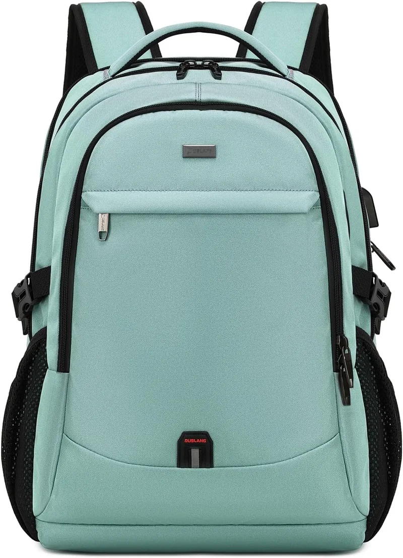 DUSLANG ▫️ Mochila para homem e mulher, mochila de viagem, mochila escolar, com vários compartimentos e capacidade para 17 polegadas, mochila impermeável para estudantes, trabalhadores de escritório, viagens e caminhadas, verde.