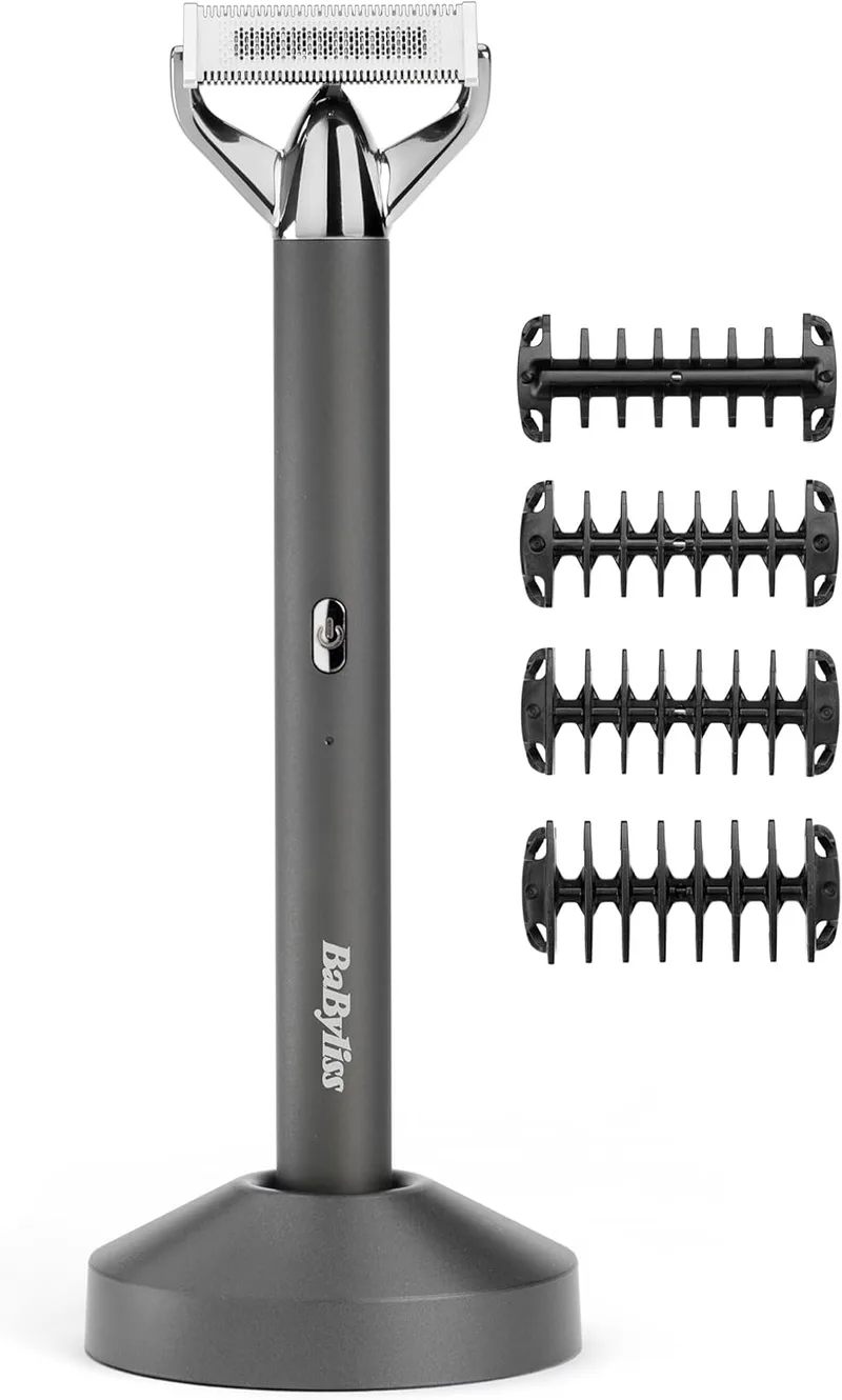 BaByliss ▫️ X-BLADE Máquina de barbear eléctrica, aparador de barba minimalista, NOVO 2025, lâmina super-afiada, inclinação de 50°, 4 pentes-guia (1-5 mm), sem fio, iões de lítio, à prova de água, OT996E