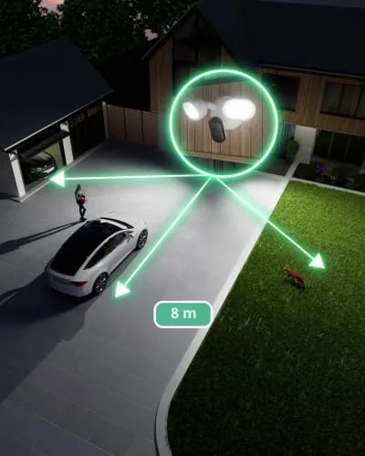Arlo ▫️ Floodlight 2K, Câmara Wi-Fi para exterior, qualidade 2K HDR, grande angular de 160°, visão noturna a cores, sirene de alarme, comunicação bidirecional, período de avaliação Secure, 1 câmara 2