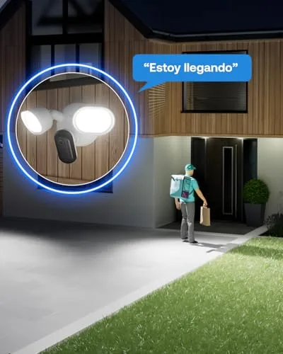 Arlo ▫️ Floodlight 2K, Câmara Wi-Fi para exterior, qualidade 2K HDR, grande angular de 160°, visão noturna a cores, sirene de alarme, comunicação bidirecional, período de avaliação Secure, 1 câmara 5