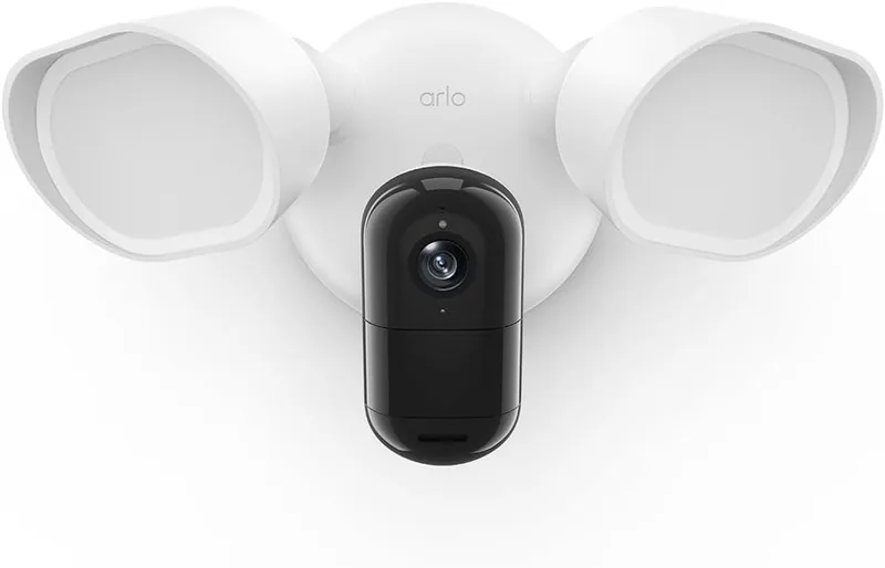 Arlo ▫️ Floodlight 2K, Câmara Wi-Fi para exterior, qualidade 2K HDR, grande angular de 160°, visão noturna a cores, sirene de alarme, comunicação bidirecional, período de avaliação Secure, 1 câmara
