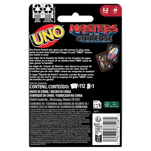 Mattel Games ▫️ UNO Masters of The Universe Jogo de cartas com baralho temático do filme para crianças, noites em família, festas, viagens e acampamentos, 2 a 10 jogadores, a partir dos 7 anos, JMF11 5