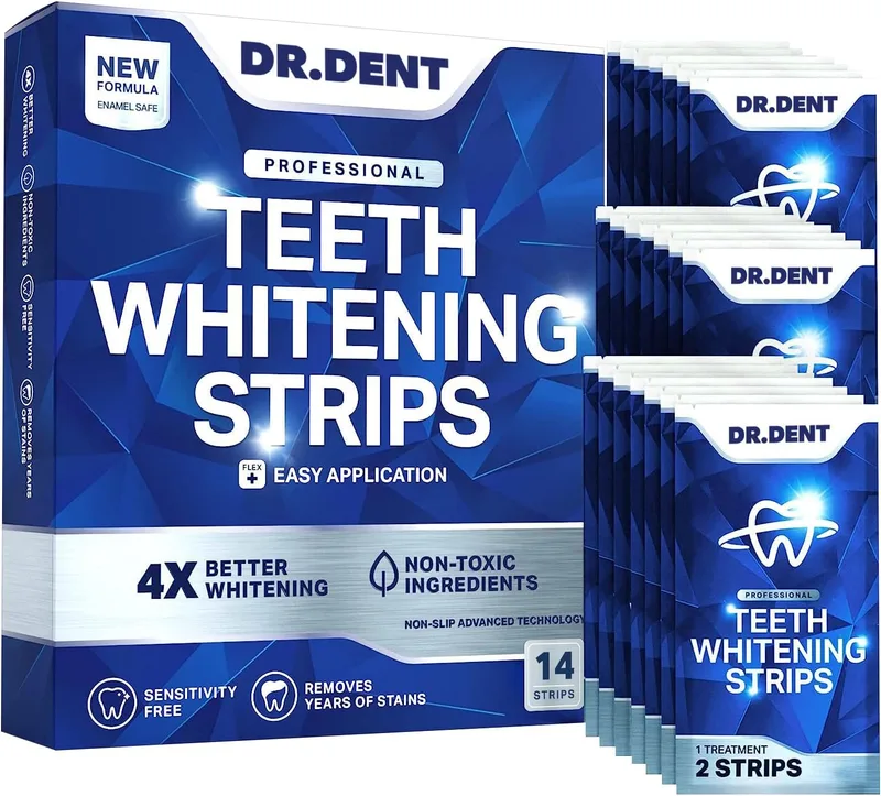 DrDent ▫️ Tiras de branqueamento dentário profissionais, 7 tratamentos - Seguro para o esmalte - Branqueamento dentário sem sensibilidade